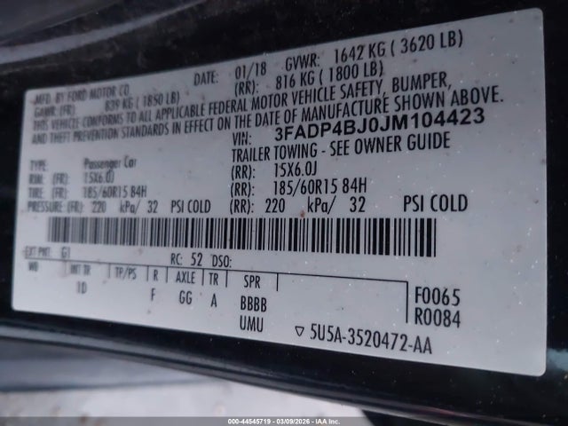 2018 FORD FIESTA 3FADP4BJ0JM104423 Photo 8