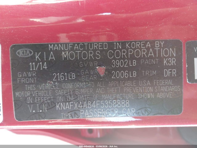 KIA FORTE EX 2015 KNAFX4A84F5358888 Image 9