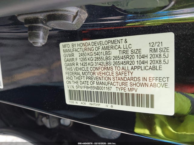 Honda Passport Awd Ex-l 2022 5FNYF8H55NB001167 Image 9