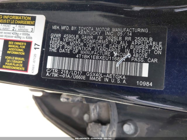 Toyota AVALON XLE 2014 4T1BK1EBXEU116854 Image 17