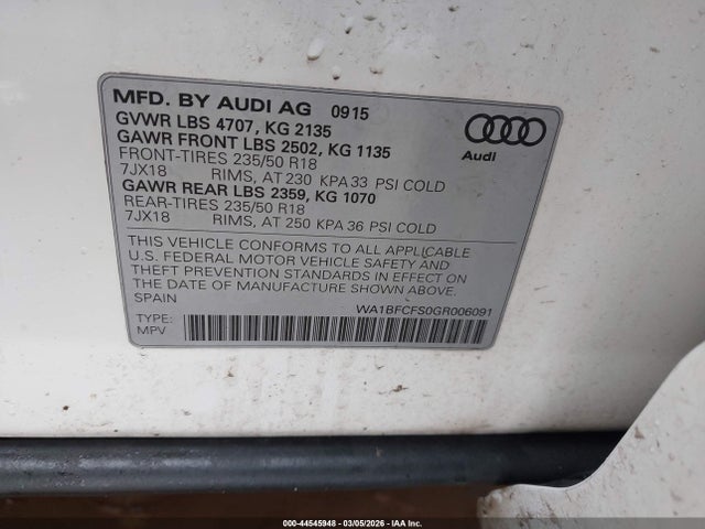 2016 AUDI Q3 WA1BFCFS0GR006091 Photo 8