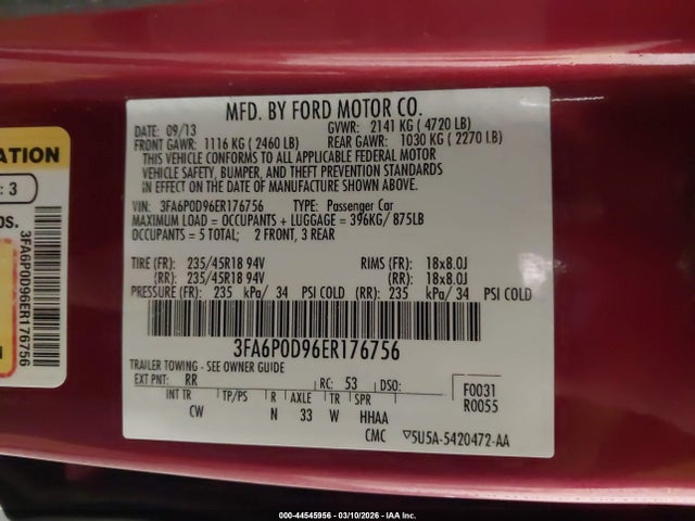 Ford Fusion Titanium 2014 3FA6P0D96ER176756 Image 9