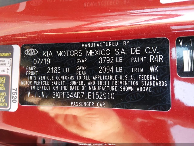 KIA FORTE EX 2020 3KPF54AD7LE152910 Image 9