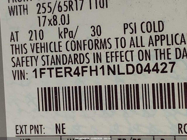 Продажа на аукционе авто 2022 Ford Ranger Xlt, vin: 1FTER4FH1NLD04427, номер лота: 44546020