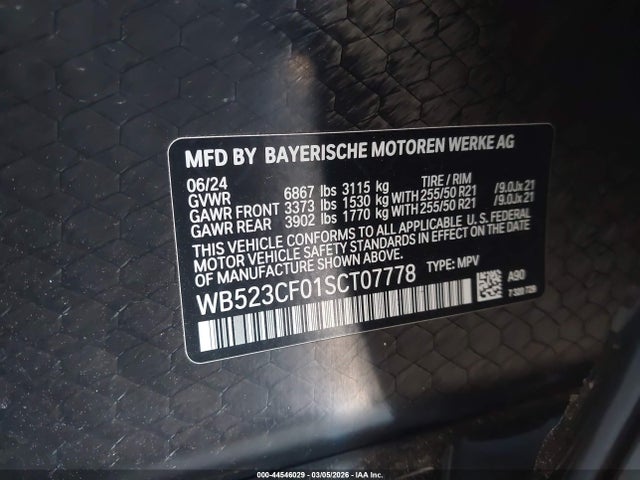 Продажа на аукционе авто 2025 Bmw Ix Xdrive50, vin: WB523CF01SCT07778, номер лота: 44546029