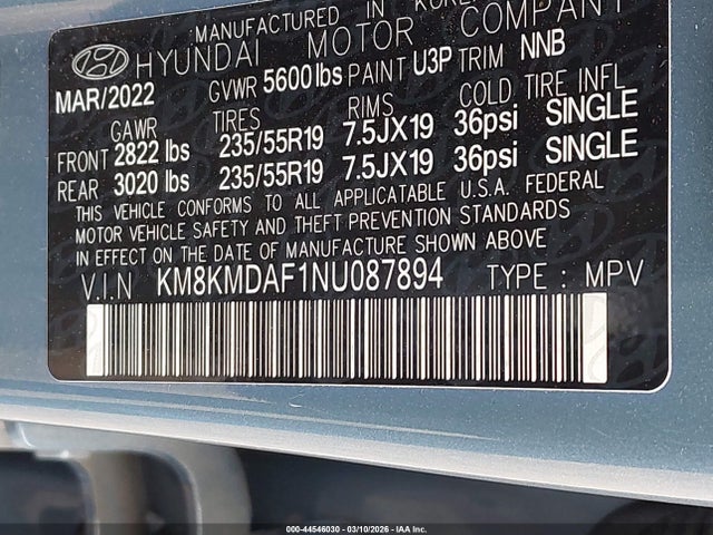 KM8KMDAF1NU087894 Hyundai IONIQ 5 SE