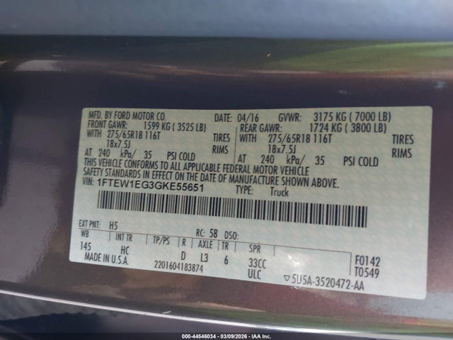 2016 FORD F-150 1FTEW1EG3GKE55651 Photo 8