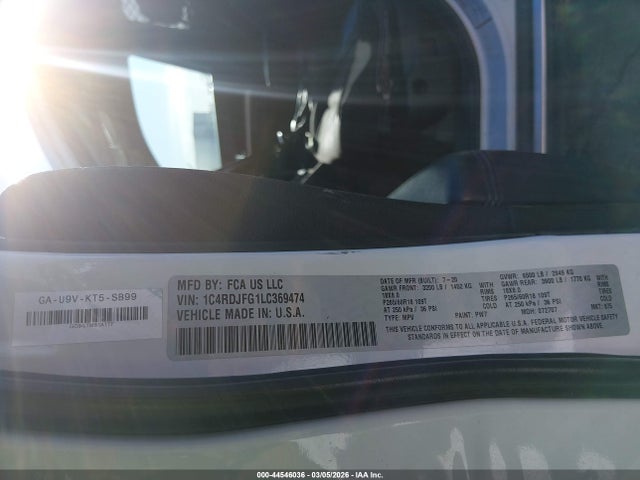 1C4RDJFG1LC369474 Dodge Durango Pursuit Awd
