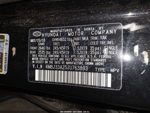 KM8J33A25JU763893 Hyundai Tucson Limited