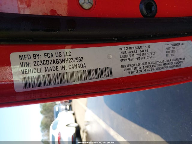 2022 DODGE CHALLENGER 2C3CDZAG3NH237932 Photo 8