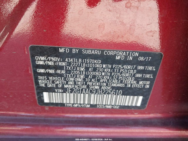 Subaru Crosstrek 2.0i 2018 JF2GTAAC9JH225610 Image 9