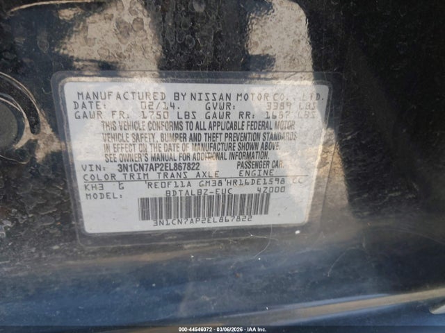Nissan Versa 1.6 Sv 2014 3N1CN7AP2EL867822 Image 9