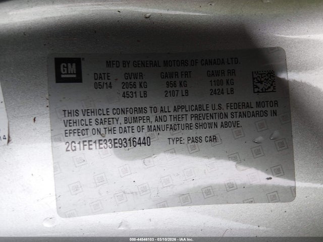 Chevrolet Camaro 1ls 2014 2G1FE1E33E9316440 Image 9