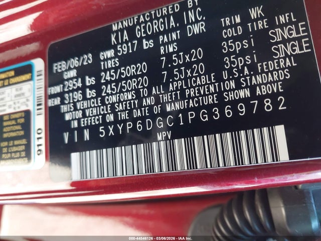 5XYP6DGC1PG369782 KIA Telluride S
