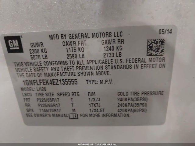 Chevrolet EQUINOX 1LT 2014 1GNFLFEK4EZ135555 Image 9