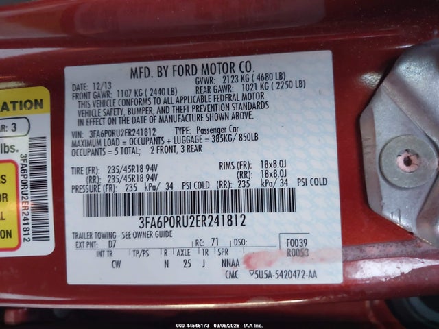 Ford Fusion Hybrid Titanium 2014 3FA6P0RU2ER241812 Image 9