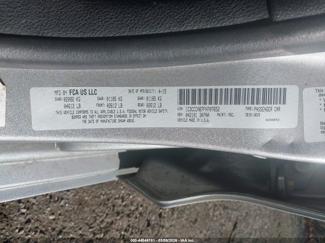 2015 Chrysler 200 Limited მანქანა იყიდება აუქციონზე, vin: 1C3CCCAB7FN707652, აუქციონის ნომერი: 44546181