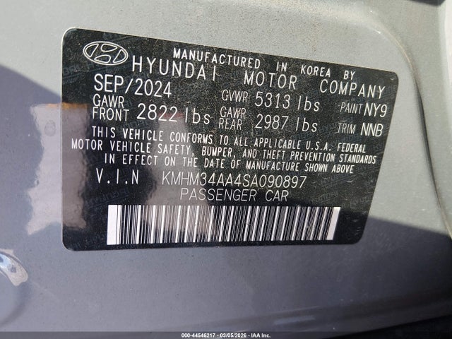 Aukcja sprzedaży 2025 Hyundai Ioniq 6 Sel, vin: KMHM34AA4SA090897, numer aukcji: 44546217