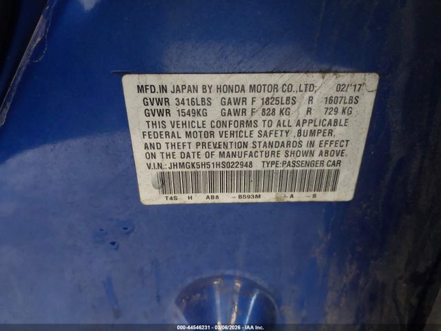 Honda FIT LX 2017 JHMGK5H51HS022948 Image 9
