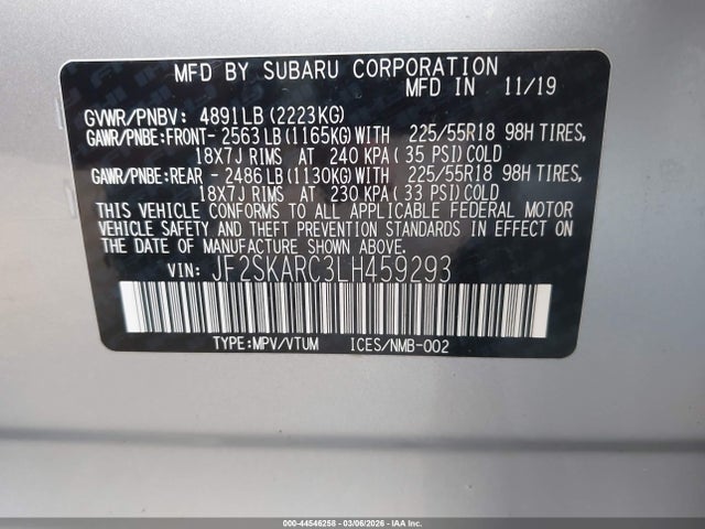 Продаж на аукціоні авто 2020 Subaru Forester Sport, vin: JF2SKARC3LH459293, номер лоту: 44546258