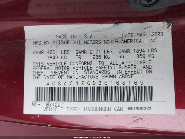 2003 CHRYSLER SEBRING 4C3AG42G93E168165 Photo 8