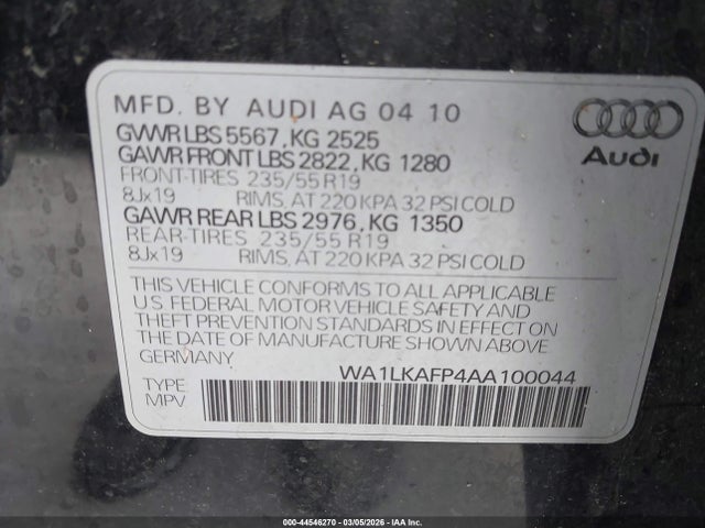2010 AUDI Q5 WA1LKAFP4AA100044 Photo 8