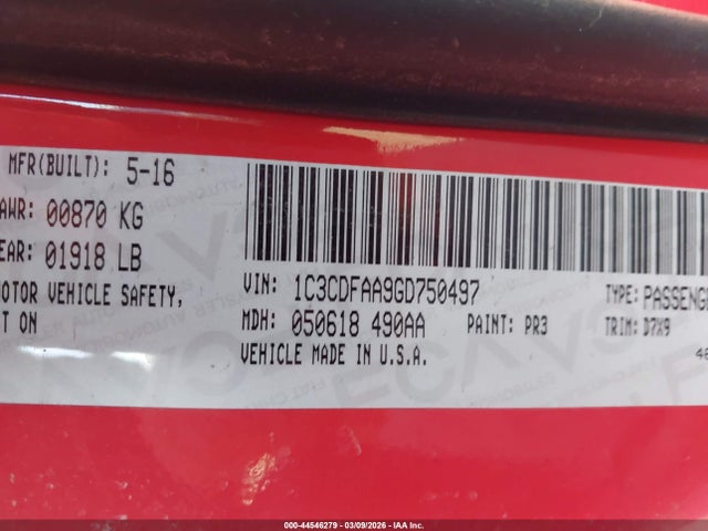 2016 DODGE DART 1C3CDFAA9GD750497 Photo 8