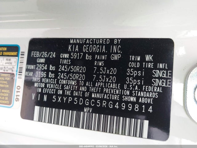 5XYP5DGC5RG499814 KIA Telluride Sx Prestige