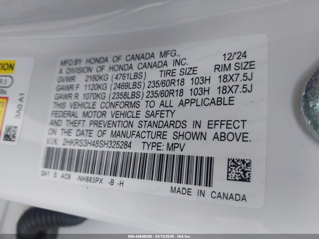2HKRS3H48SH325284 Honda Cr-v Ex 2wd