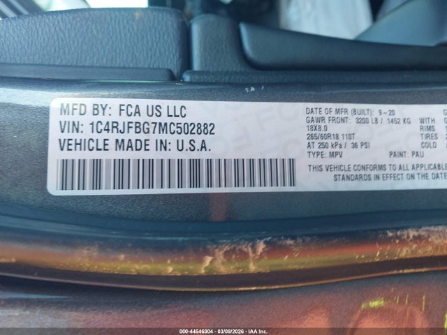Aukcja sprzedaży 2021 Jeep Grand Cherokee Limited 4x4, vin: 1C4RJFBG7MC502882, numer aukcji: 44546304