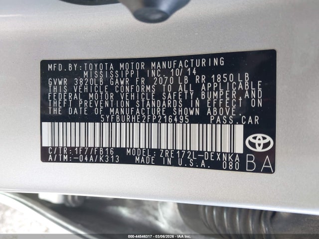 Toyota Corolla Le Plus 2015 5YFBURHE2FP216495 Image 9