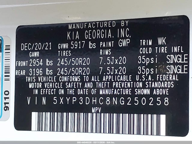 2022 KIA TELLURIDE 5XYP3DHC8NG250258 Photo 8