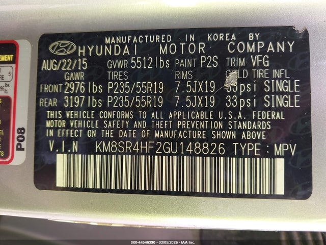 Hyundai Santa Fe Se 2016 KM8SR4HF2GU148826 Image 9