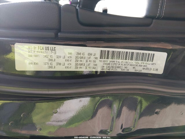 2016 Jeep Grand Cherokee Limited მანქანა იყიდება აუქციონზე, vin: 1C4RJFBG1GC494511, აუქციონის ნომერი: 44546396