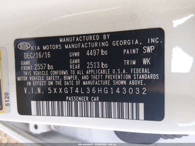 5XXGT4L36HG143032 KIA Optima Lx