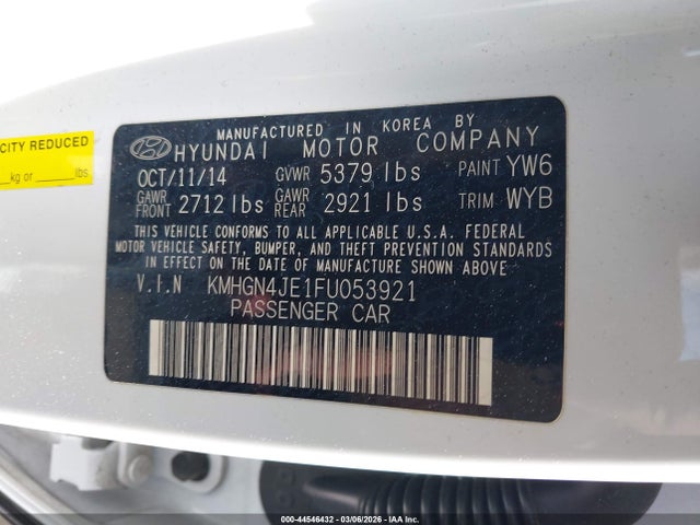 KMHGN4JE1FU053921 Hyundai Genesis 3.8