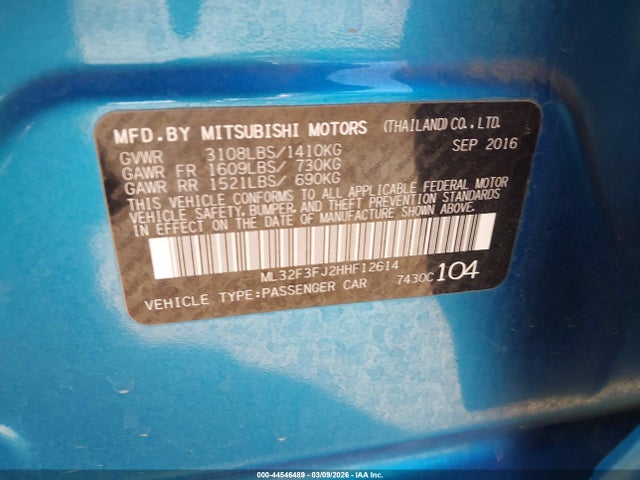 Продажа на аукционе авто 2017 Mitsubishi Mirage G4 Es, vin: ML32F3FJ2HHF12614, номер лота: 44546489