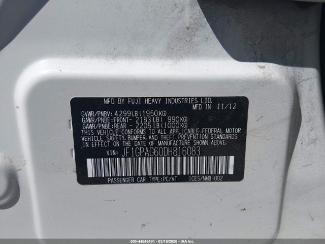 2013 Subaru Impreza 2.0i Limited მანქანა იყიდება აუქციონზე, vin: JF1GPAG60DH816083, აუქციონის ნომერი: 44546491