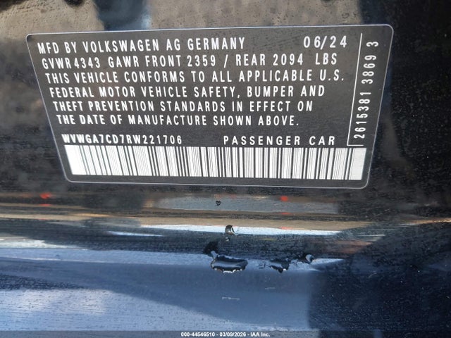 Продажа на аукционе авто 2024 Volkswagen Golf Gti 2.0t S, vin: WVWGA7CD7RW221706, номер лота: 44546510