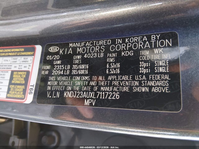 Продажа на аукционе авто 2020 Kia Soul S, vin: KNDJ23AUXL7117226, номер лота: 44546526
