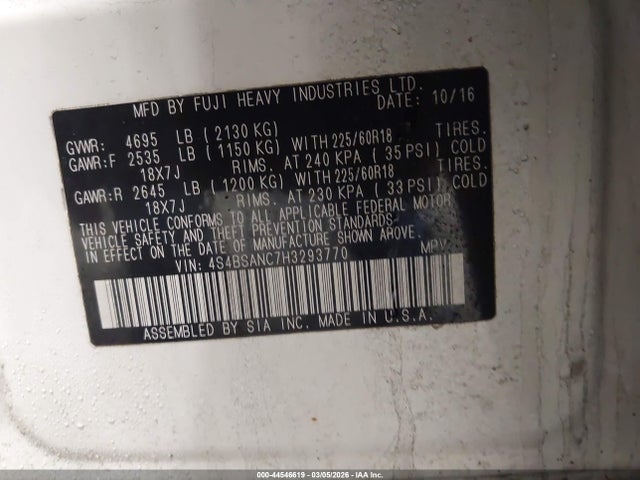 2017 SUBARU OUTBACK 4S4BSANC7H3293770 Photo 8