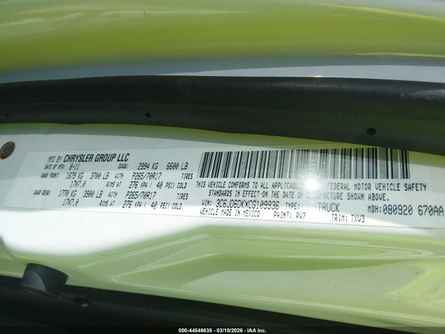 Продажа на аукционе авто 2012 Ram 1500 St, vin: 3C6JD6DKXCG109936, номер лота: 44546638