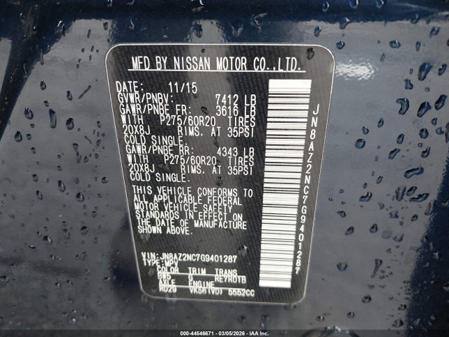 Продажа на аукционе авто 2016 Infiniti Qx80, vin: JN8AZ2NC7G9401287, номер лота: 44546671
