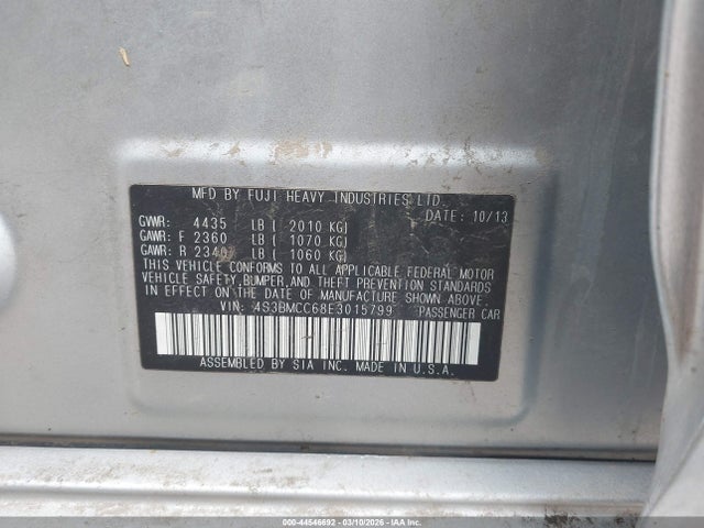 Subaru Legacy 2.5i Premium 2014 4S3BMCC68E3015799 Image 9