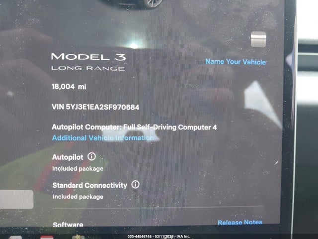 Aukcja sprzedaży 2025 Tesla Model 3 Long Range Rear-wheel Drive/standard Rear-wheel Drive, vin: 5YJ3E1EA2SF970684, numer aukcji: 44546746