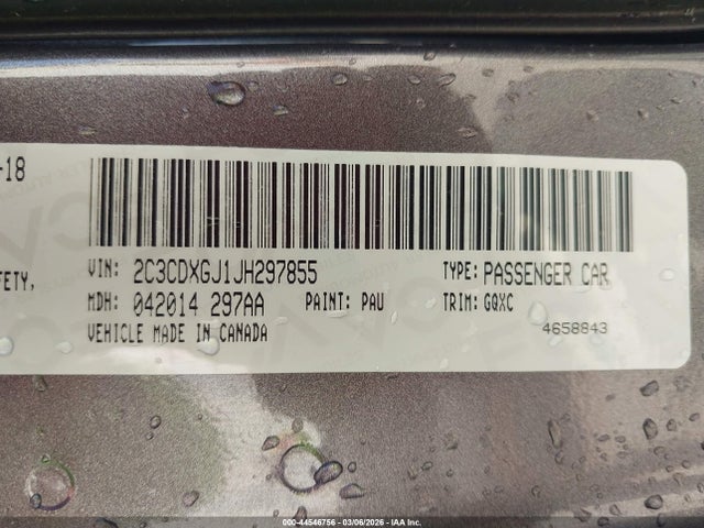 2C3CDXGJ1JH297855 Dodge Charger R/t Scat Pack Rwd