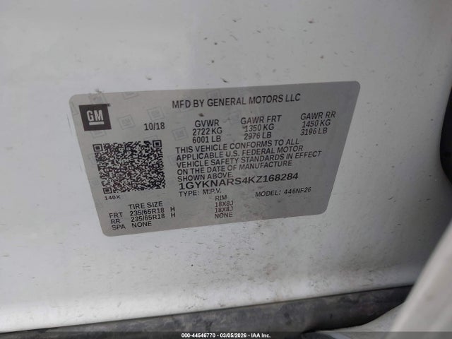 1GYKNARS4KZ168284 Cadillac Xt5 Standard