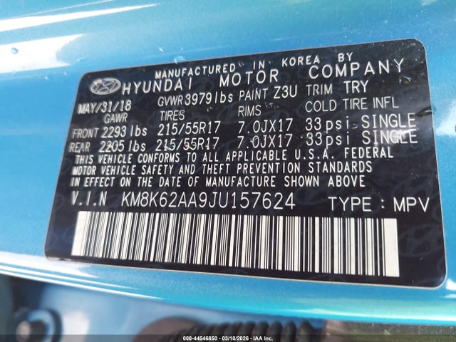 2018 HYUNDAI KONA KM8K62AA9JU157624 Photo 8