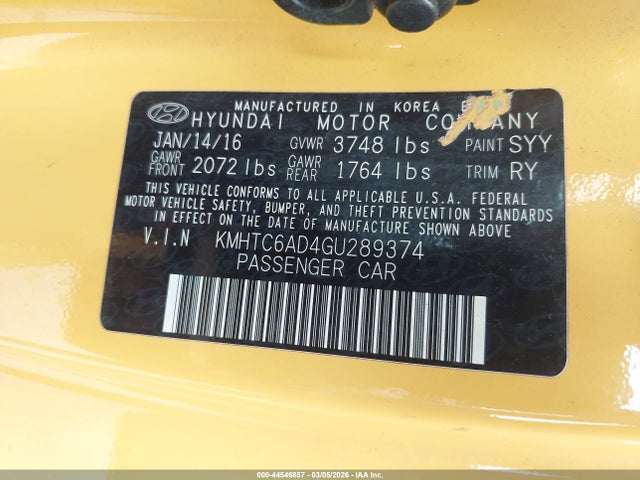 Hyundai Veloster 2016 KMHTC6AD4GU289374 Image 9
