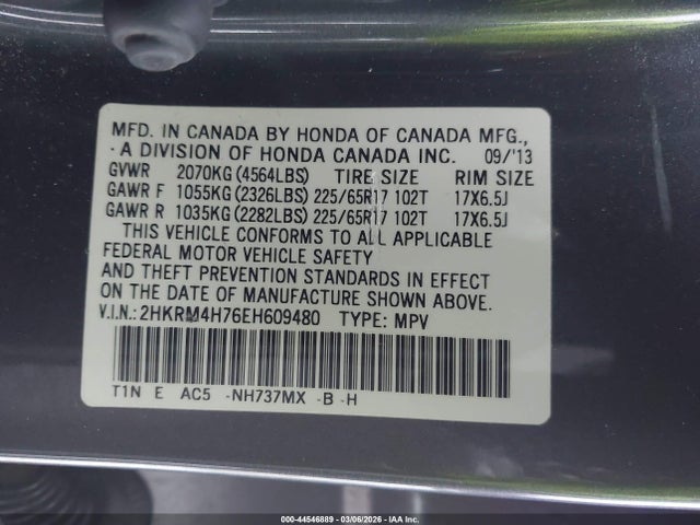 Honda Cr-v Ex-l 2014 2HKRM4H76EH609480 Image 9